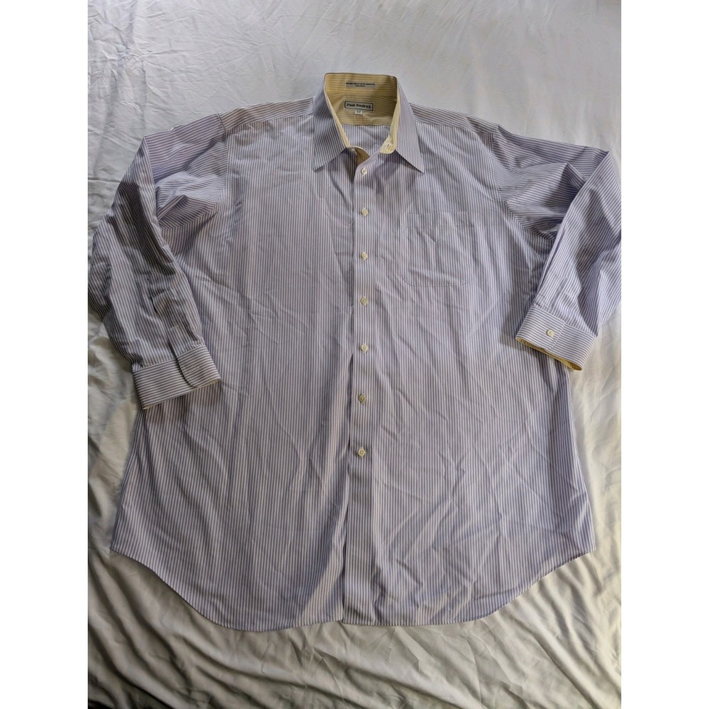 Paul Frederick Men's Size 18-35‎ Long Sleeve Dress Shirt Purple Stripe